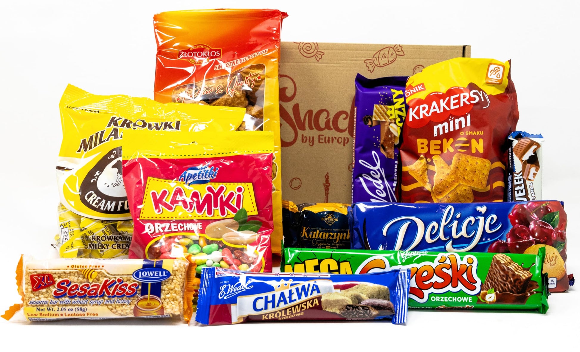 Polish Snacks Candy Gift Box Treats from Poland | Chocolates, Wafers, Cookies Variety Gift Basket Polish Food Box Assortment of 