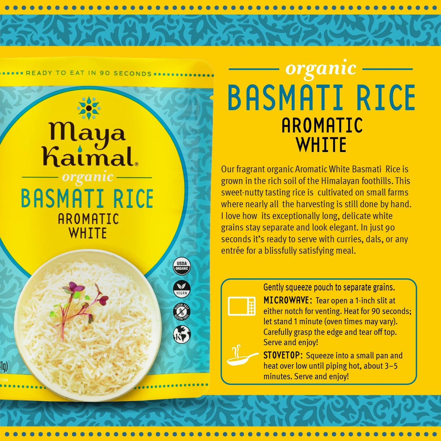 Maya Kaimal Organic Rice, Fully Cooked, Vegan, Certified Organic, Non Gmo, Gluten Free (Pack Of 6, Variety)