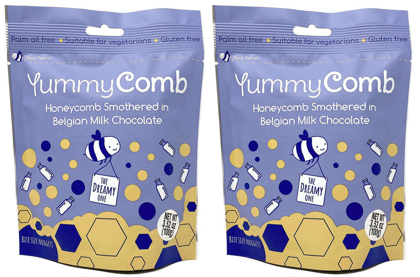 YummyComb Chocolate Honeycomb - Palm Oil Free, Vegetarian, and Gluten-Free - Sustainable Chocolate Covered Honeycomb Sponge Cand