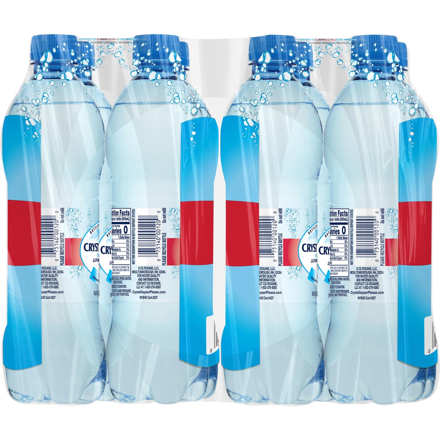 Crystal Geyser Sparkling Alpine Natural Spring Water, 24-Pack, 16.9oz Bottles, Zero Calories and No Sweeteners, Bottled at The S