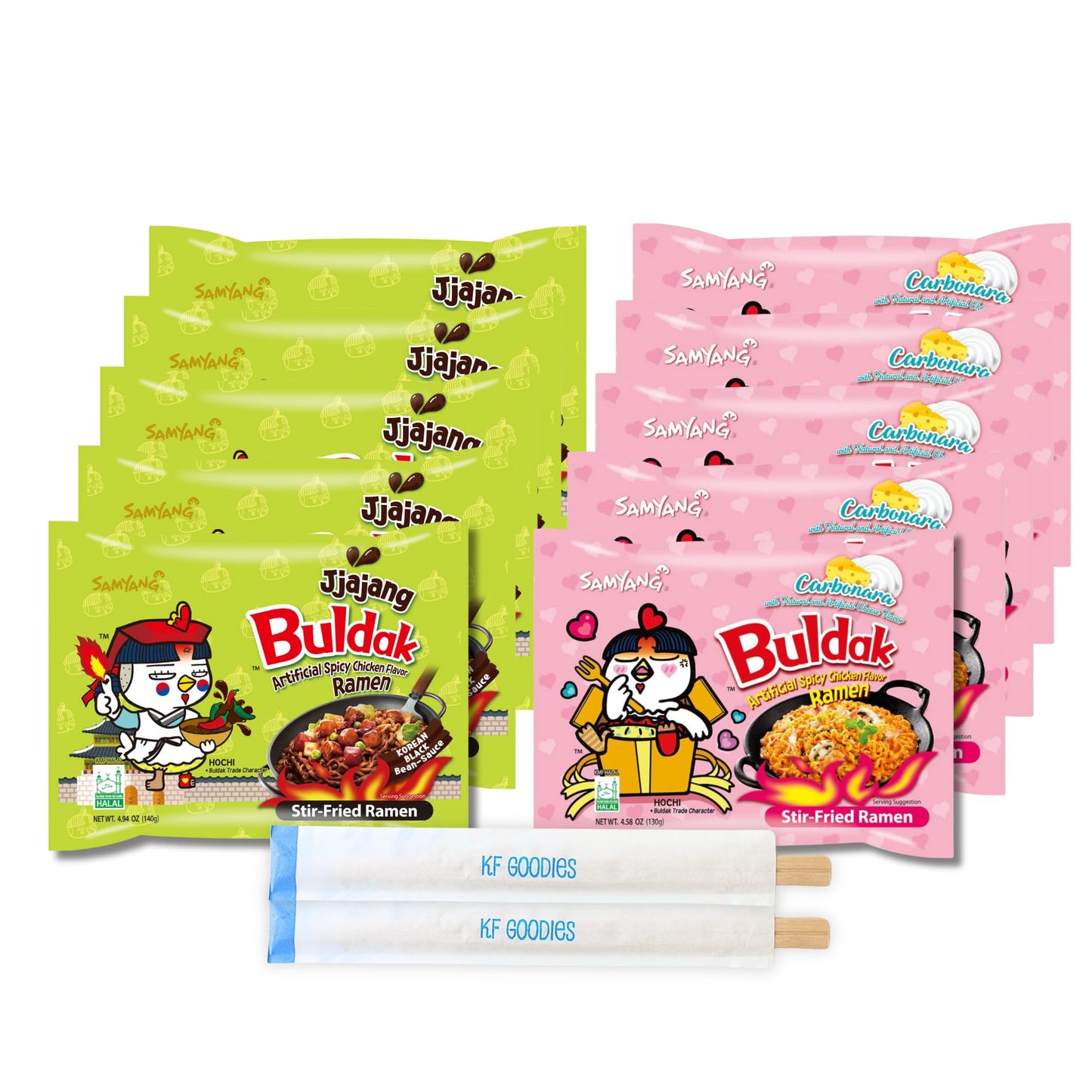 Samyang Buldak Hot Spicy Chicken Ramen Noodle Korean Stir-Fried Ramen (10, Cream Carbonara, Ros  )