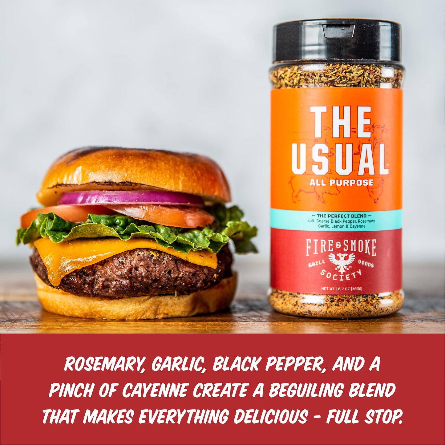 Fire & Smoke Society BBQ Seasoning Rub | All Purpose | 10.7 oz | Ideal for Chicken, Pork, Burgers