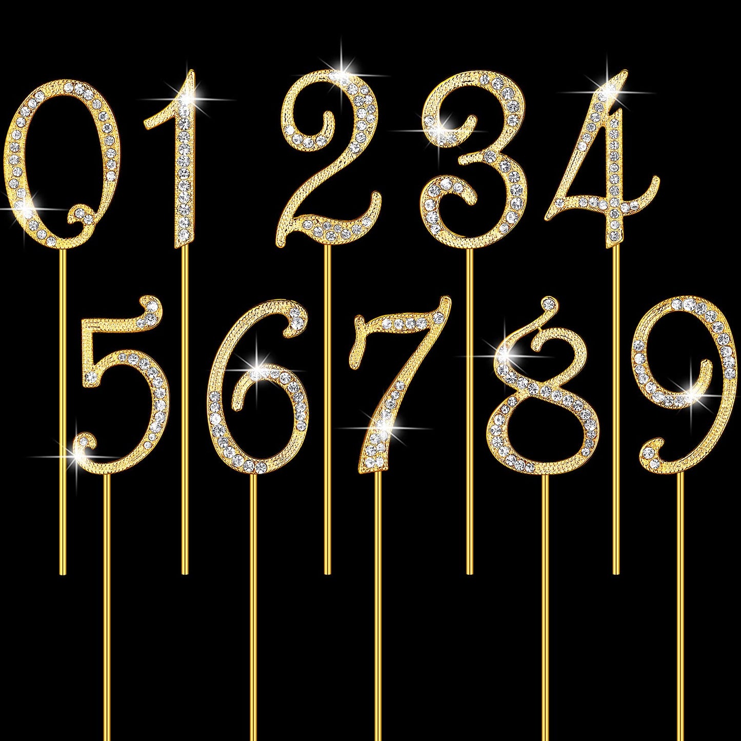 Hotop Numbers 0-9 Cake Topper Diamond Gems Birthday Cake Toppers Bling Rhinestone Cake Topper Birthday Party Decoration For Wedd