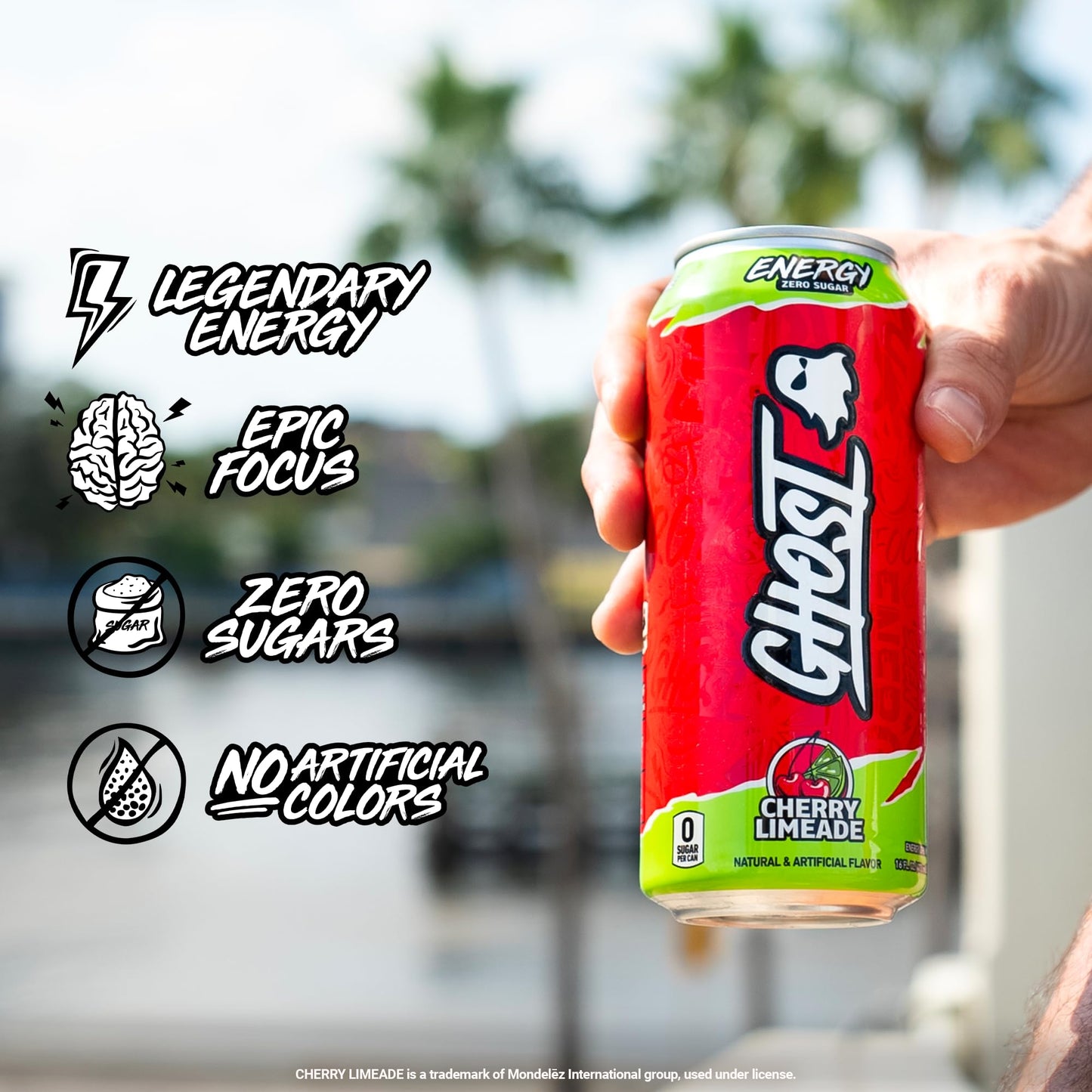 GHOST Energy Drink - Cherry Limeade - 12-Pack, 16oz - Gluten-Free, Vegan, 200mg Natural Caffeine