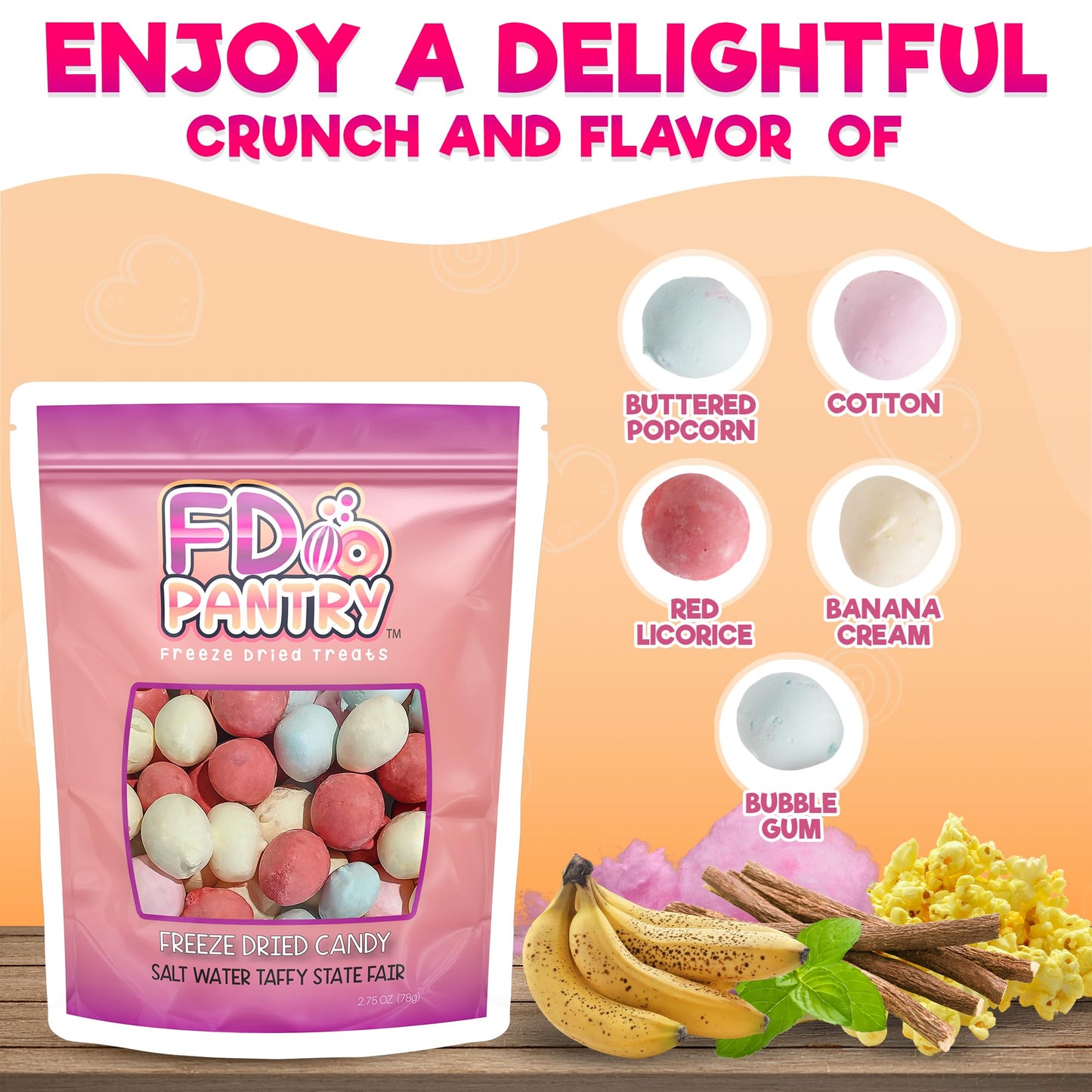 Freeze Dried Candy - Freeze Dried Salt Water Taffy Treats (State Fair Mix 2.75 Oz)