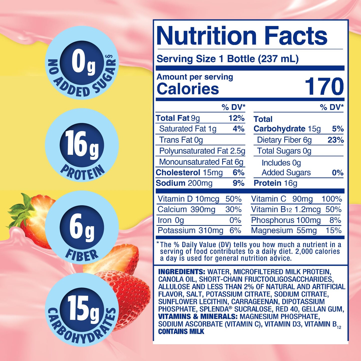 SPLENDA Diabetes Care Shakes, Meal Replacement, Strawberry Cream, 8 Fl Oz (Pack of 6)