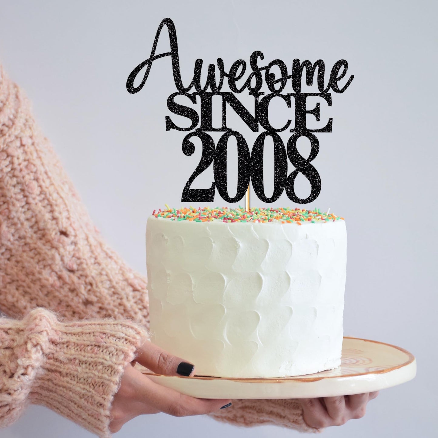 16Th Awesome Since2008 Cake Topper Cheers To 16 Years Birthday Cake Pick 16 Fabulous Cake Decoration For Happy 16Th Birthday Ann