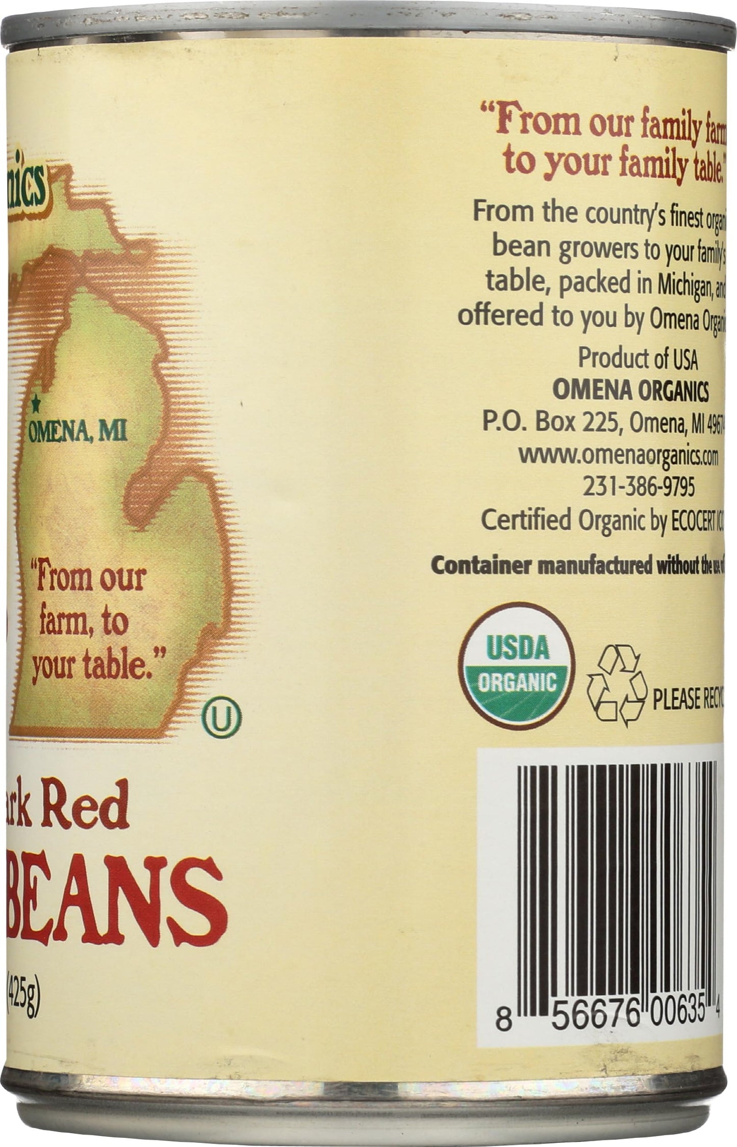 Omena Organics - Kidney Beans Dark Red - Case Of 12 - 15 Oz(D0102H7Au0G.)