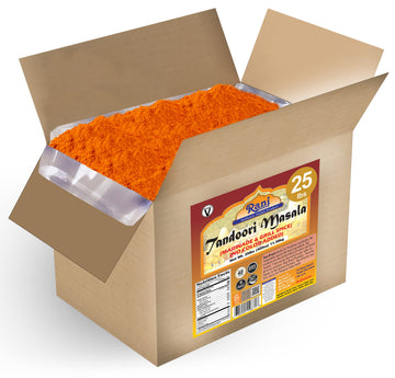 Rani Tandoori Masala (Natural, No Colors Added) Indian 11-Spice Blend 400Oz (25Lbs) 11.36Kg Bulk Box ~ Salt Free | Vegan | Glute