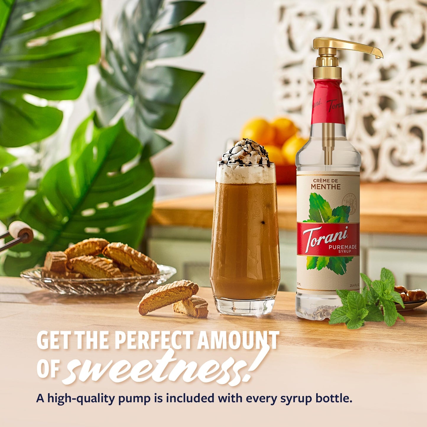 Torani Puremade Syrup, Crme De Menthe Flavoring, Perfect For Lattes, Iced Coffees, And Milkshakes, Pump Included, 25.4 Oz
