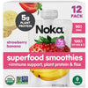 Noka Organic Superfood Fruit Smoothie Pouches, Strawberry Banana with Immune Support, Healthy Snacks with Elderberry, Vitamin C,