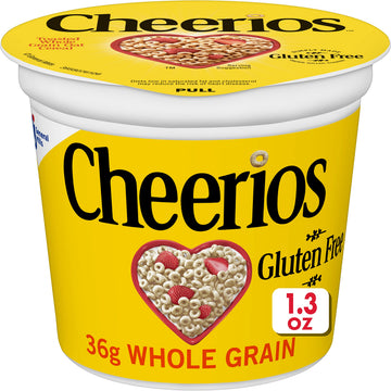 Cheerios Breakfast Cereal Cup, Gluten Free, Single Serve Cereal, 1.3 oz