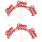 24Pcs Happy Birthday Cupcake Toppers Red Glitter Birthday Cupcake Food Picks For Celebrating Happy Birthday Party Cake Decoratio