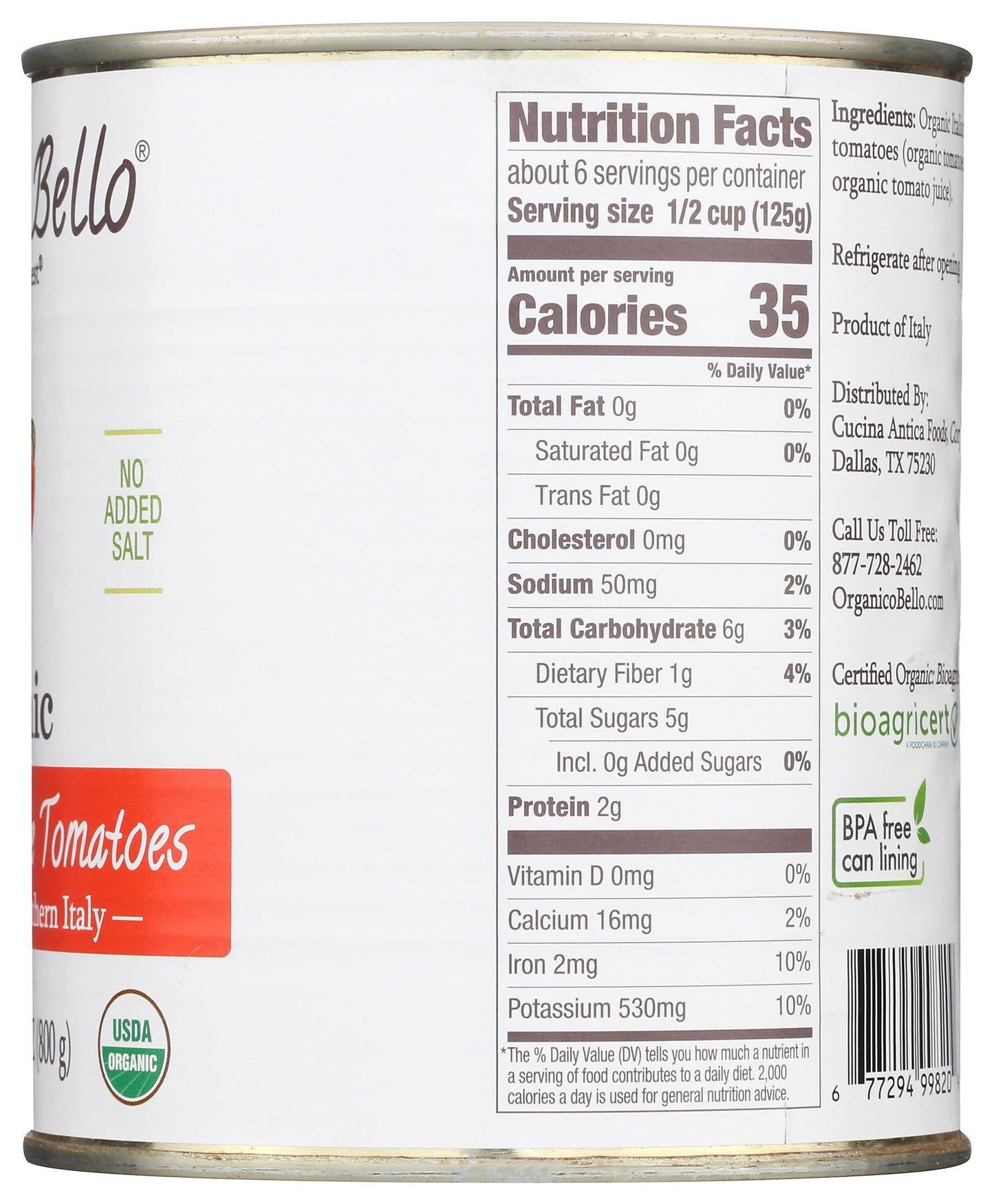 ORGANICO BELLO Organic Whole Tomatoes, 28 OZ