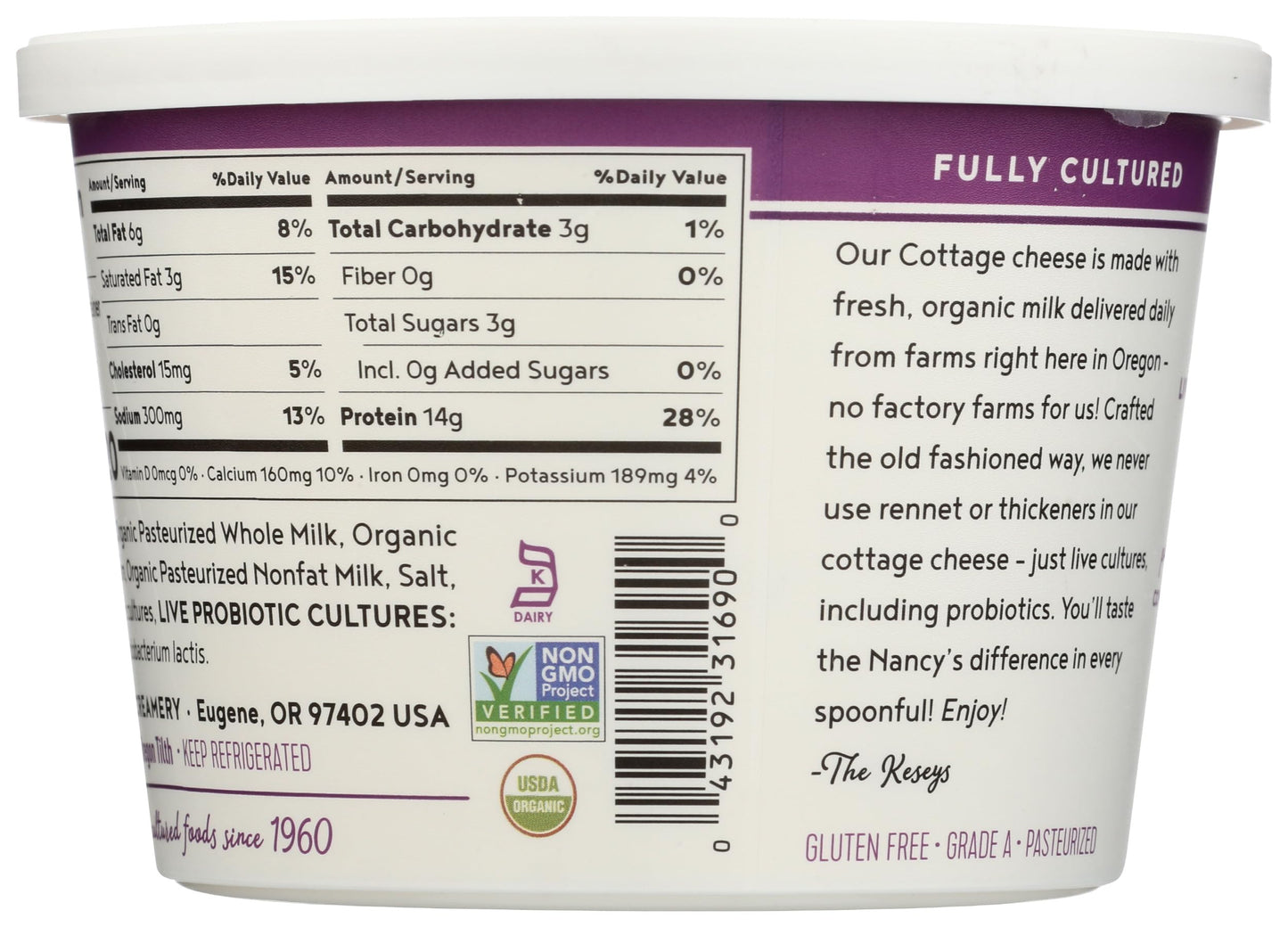 Nancys Yogurt, Organic Whole Milk Cottage Cheese, 16 oz
