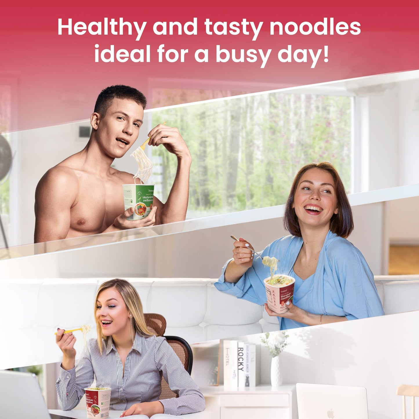 Caloless Konjac Shirataki Noodles, 6 Pack Low Calorie Konjac Pasta Noodles, Low Carbs Beef Noodles Soup, Healthy Noodle Keto & P