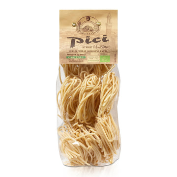 MORELLI Gourmet Organic Pici Pasta - Thick Noodles - 17.6oz (500g) - Italian Pici Pasta