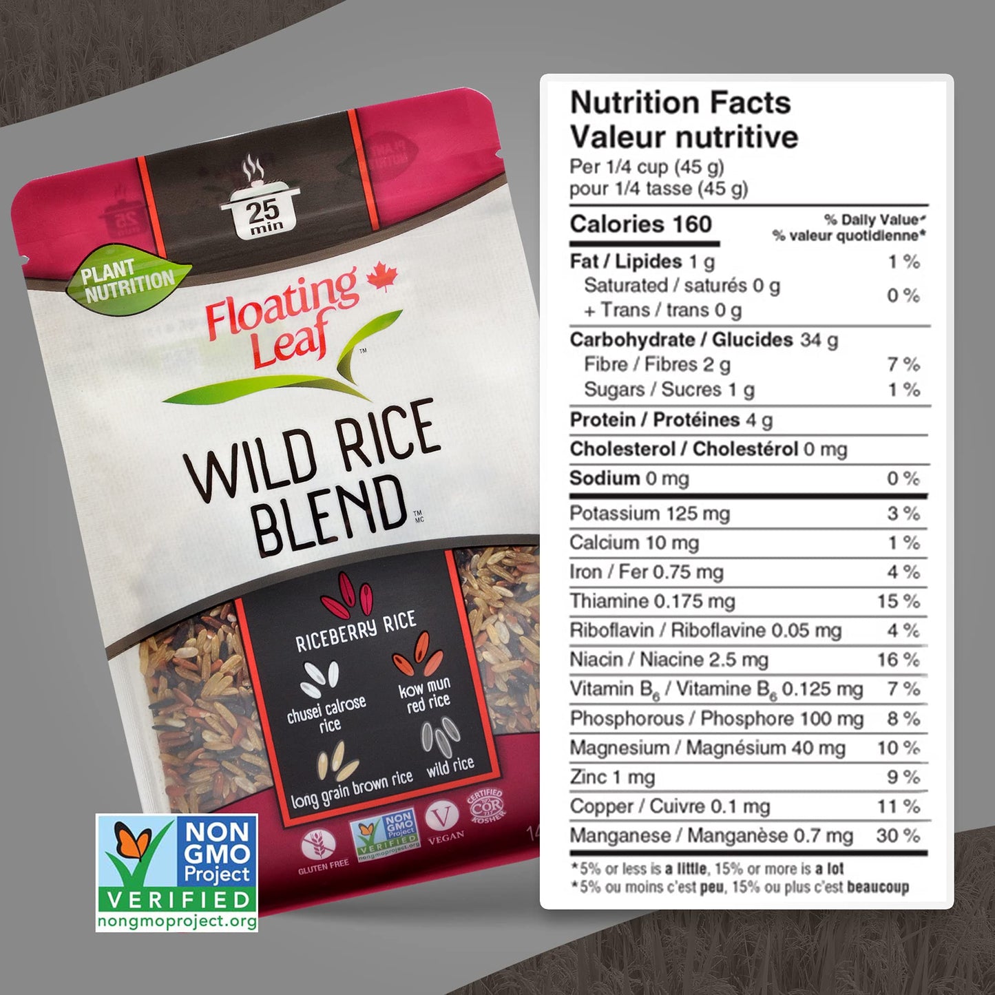 Floating Leaf Wild Rice Blend - 14 ounces, 1 count - Wild Rice Blend With Riceberry, Red Rice And Brown Rices - Gluten Free - No