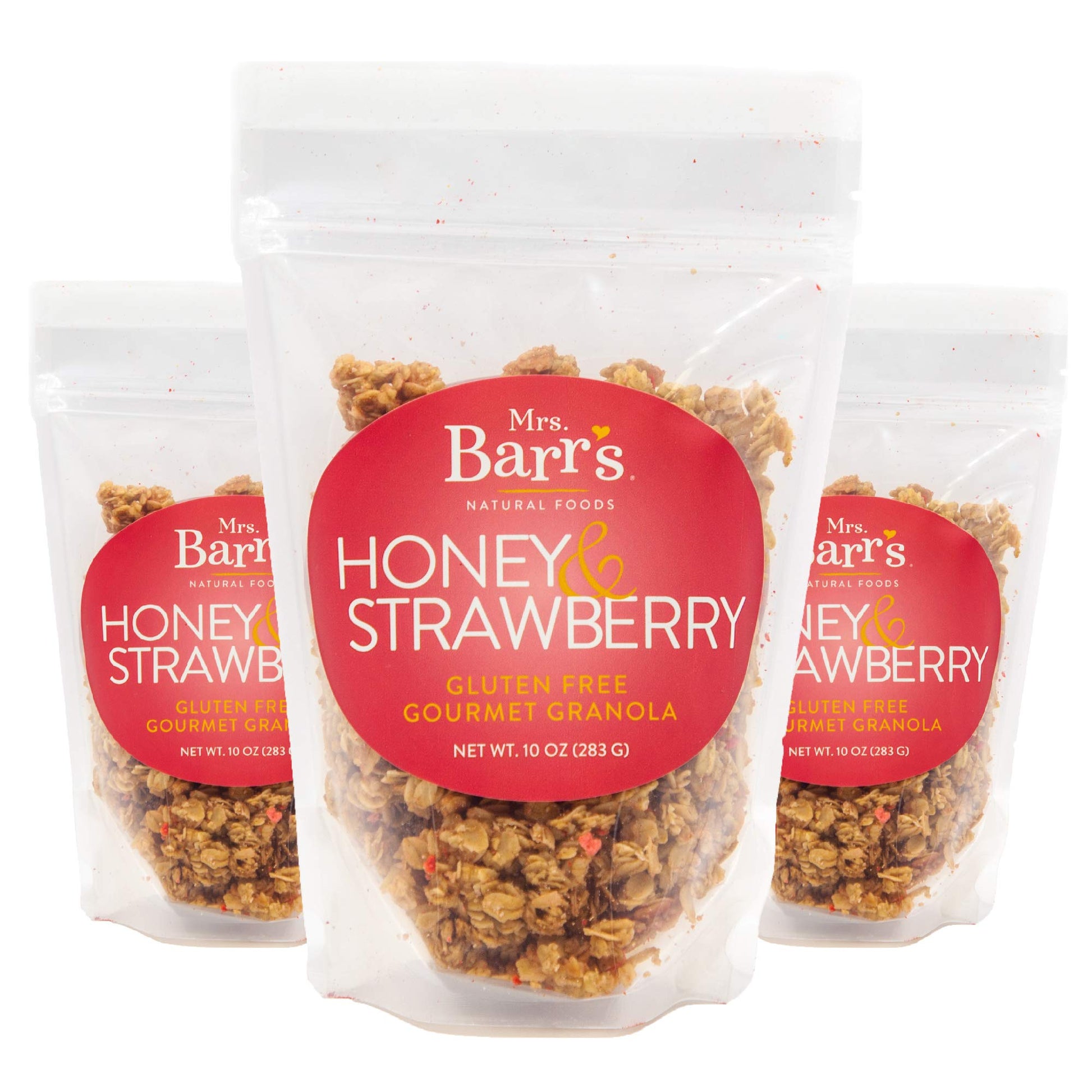 Mrs. Barrs Natural Foods Granola | Honey & Strawberry | Certified Organic Gluten Free Oats | Soft Texture | Small Batch | Gourme
