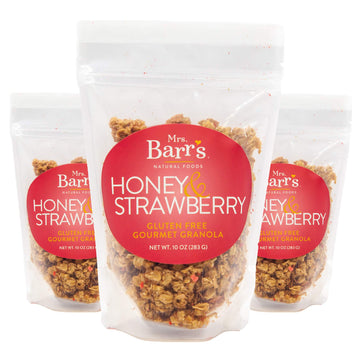 Mrs. Barrs Natural Foods Granola | Honey & Strawberry | Certified Organic Gluten Free Oats | Soft Texture | Small Batch | Gourme