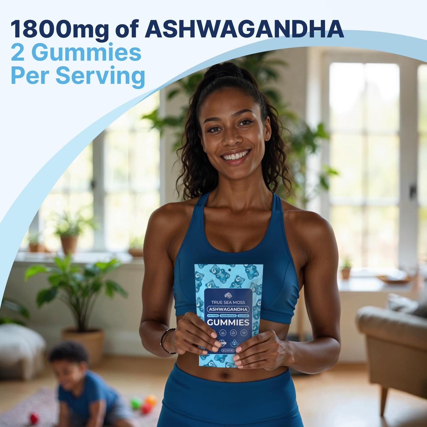 TrueSeaMoss Ashwagandha Gummies for Women & Men - Vegan Formula with Sea Moss  Bladderwrack & Burdock Root - 60 Gummies (30-Day Supply)