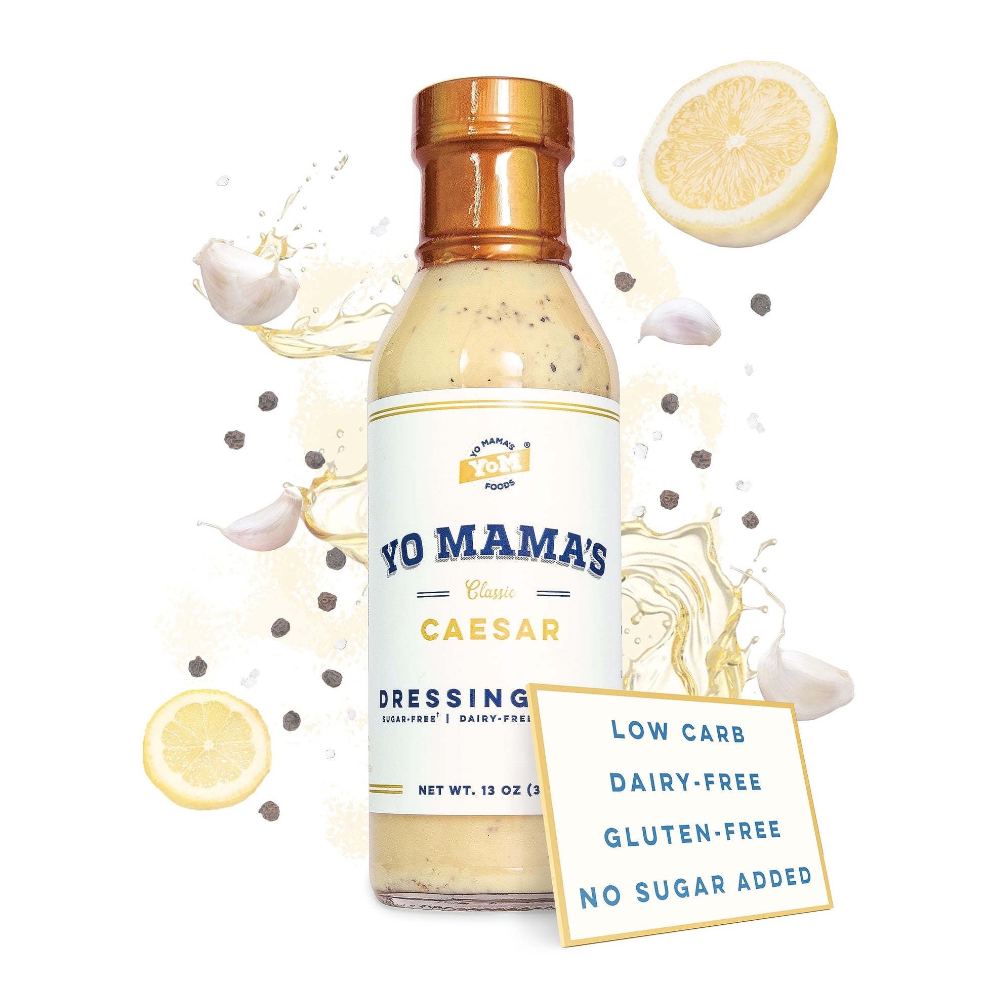 Keto Classic Caesar Dressing And Dip By Yo Mama'S Foods - Pack Of (1) - Low Carb, Low Sodium, And Gluten-Free