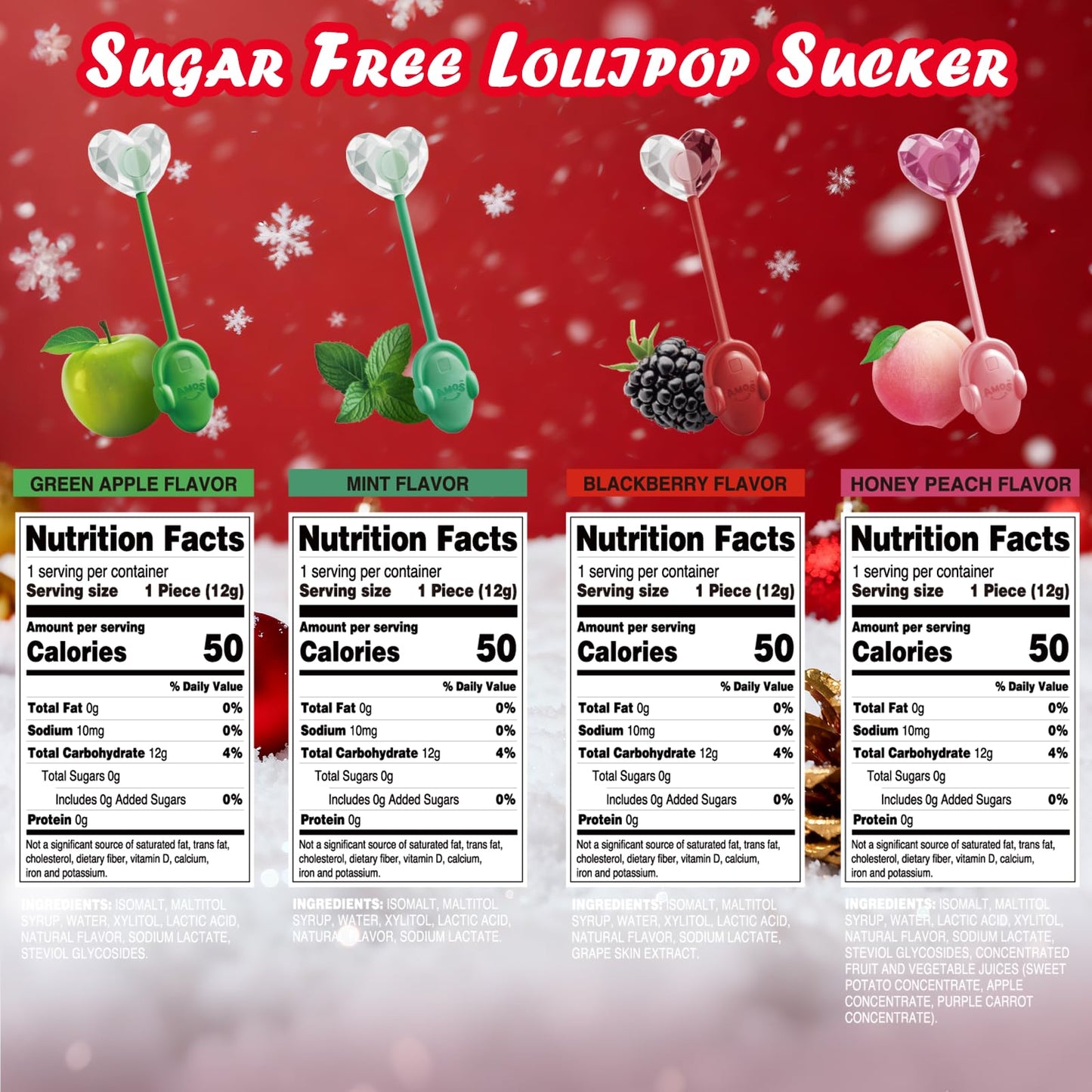 Amos Music Lollipop TastySounds Christmas Edition - Audio Singing Music Lollipop Gift Box  4-Pack