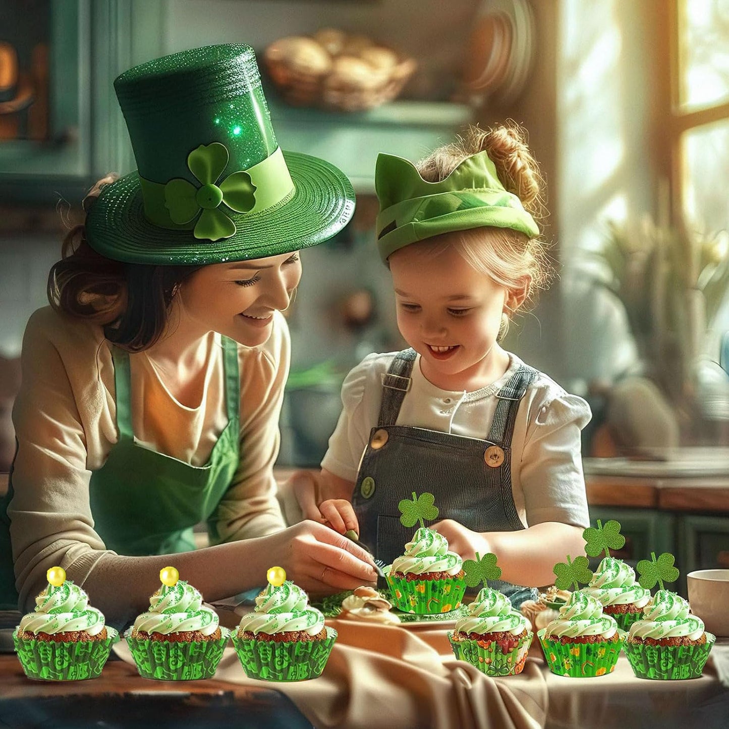 Trunahcao Sprinkles - St. Patricks Day Edible Confetti for Cake Decorating, Cookies, Ice Cream - 4.58oz Green Jimmies Mix