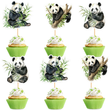 Ercadio 24 Pack Panda Cupcake Toppers Panda Cupcake Picks Animal Cupcake Picks Panda Birthday Cupcake Decorations for Baby Showe