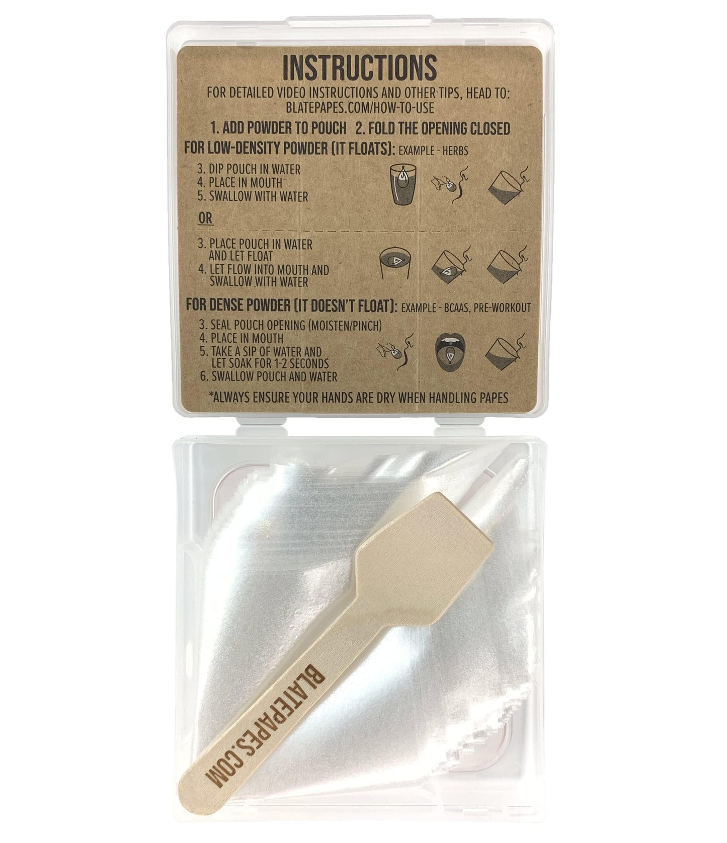 Blate Papes Gel Film Pouches, 120 Count | Edible Films for Herbs & dietary products | Natural | Model BP-021P