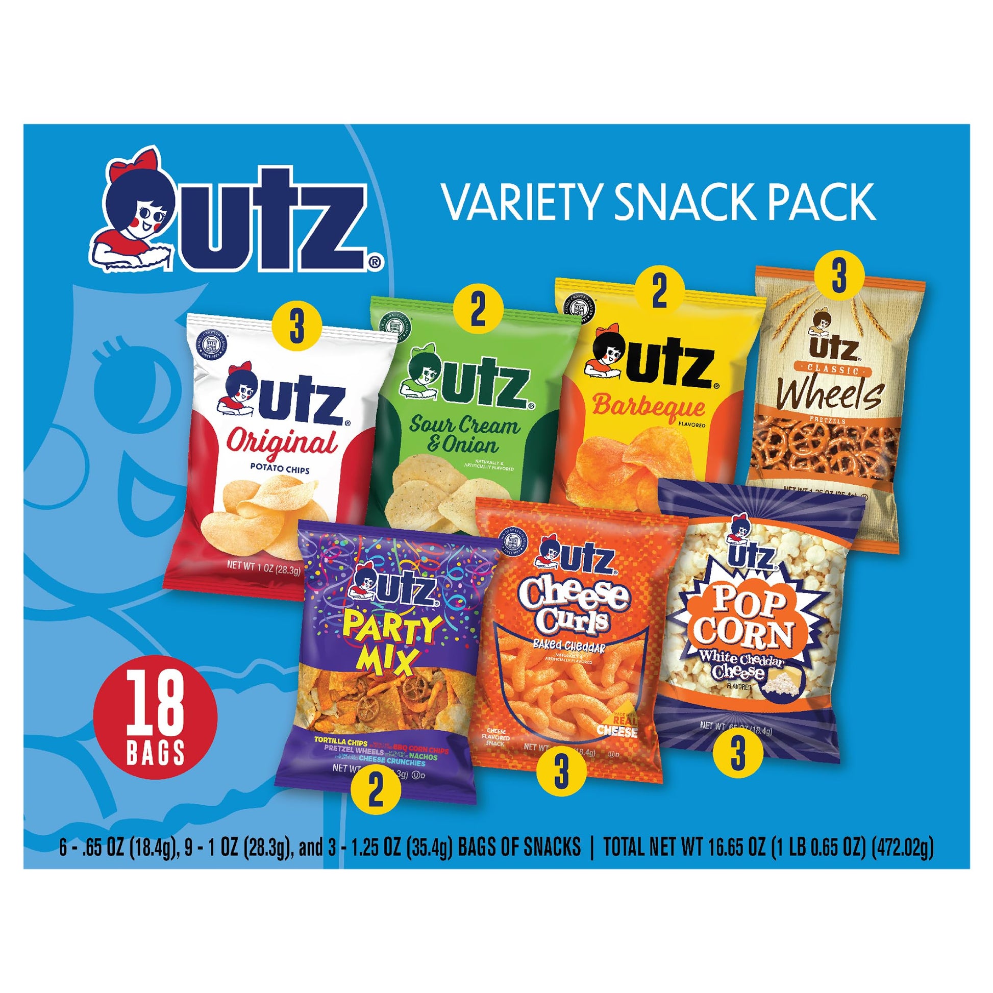 Utz, Variety Box 18 Count, 16.65 Ounce