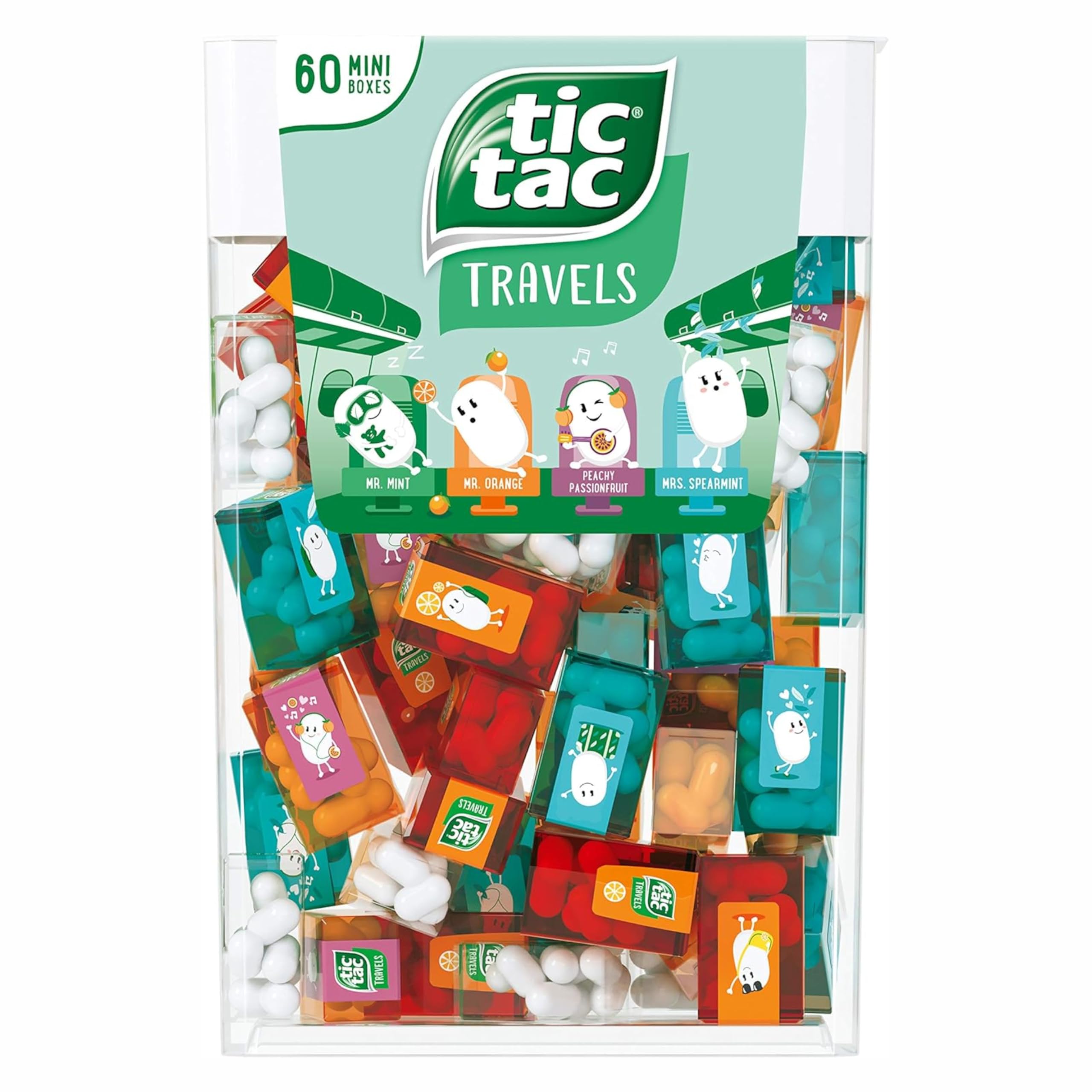 TIC TAC Box with 60 Mini Boxes (Mint, Orange, Spearmint, Peach and