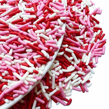 Se Si&Moos Red White And Pink Jimmies Sprinkles Valentines Sprinkles Edible Soft Jimmies Soft Sprinkles For Topping Ice Cream, C