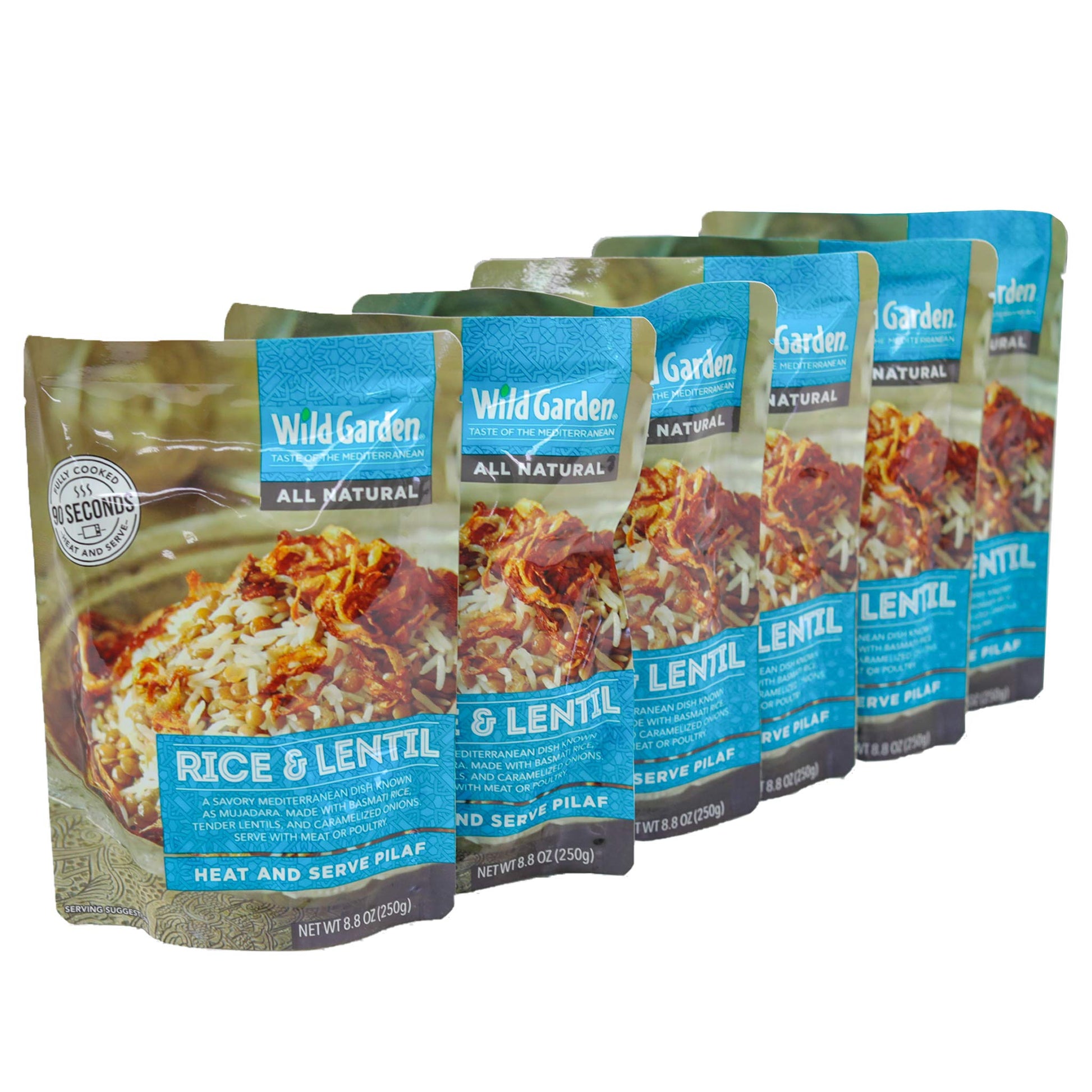 Wild Garden Heat and Serve Pilaf, Rice & Lentil, Fully Cooked, Ready to Eat, Microwavable 8.8 oz, 6 pack