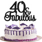 Gyufise 1Pcs 40 & Fabulous Cake Toppers Black 40 And Fabulous Cake Toppers For Happy 40Th Birthday Cheers To 40 Party Decoration