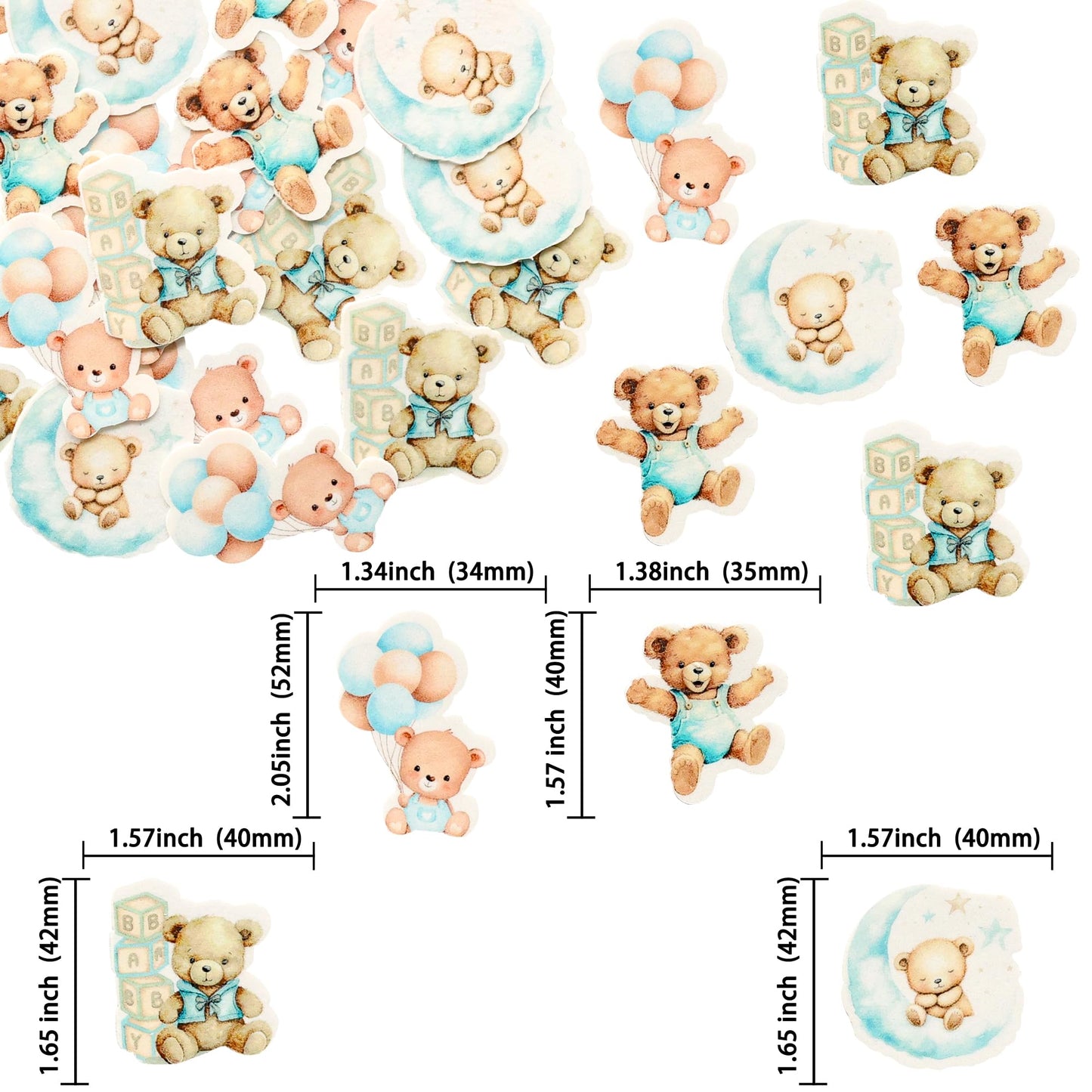Gyufise 48Pcs Edible Cupcake Toppers, Wafer Paper, Jungle Animal Theme, 1.8x1.4 inches, Blue