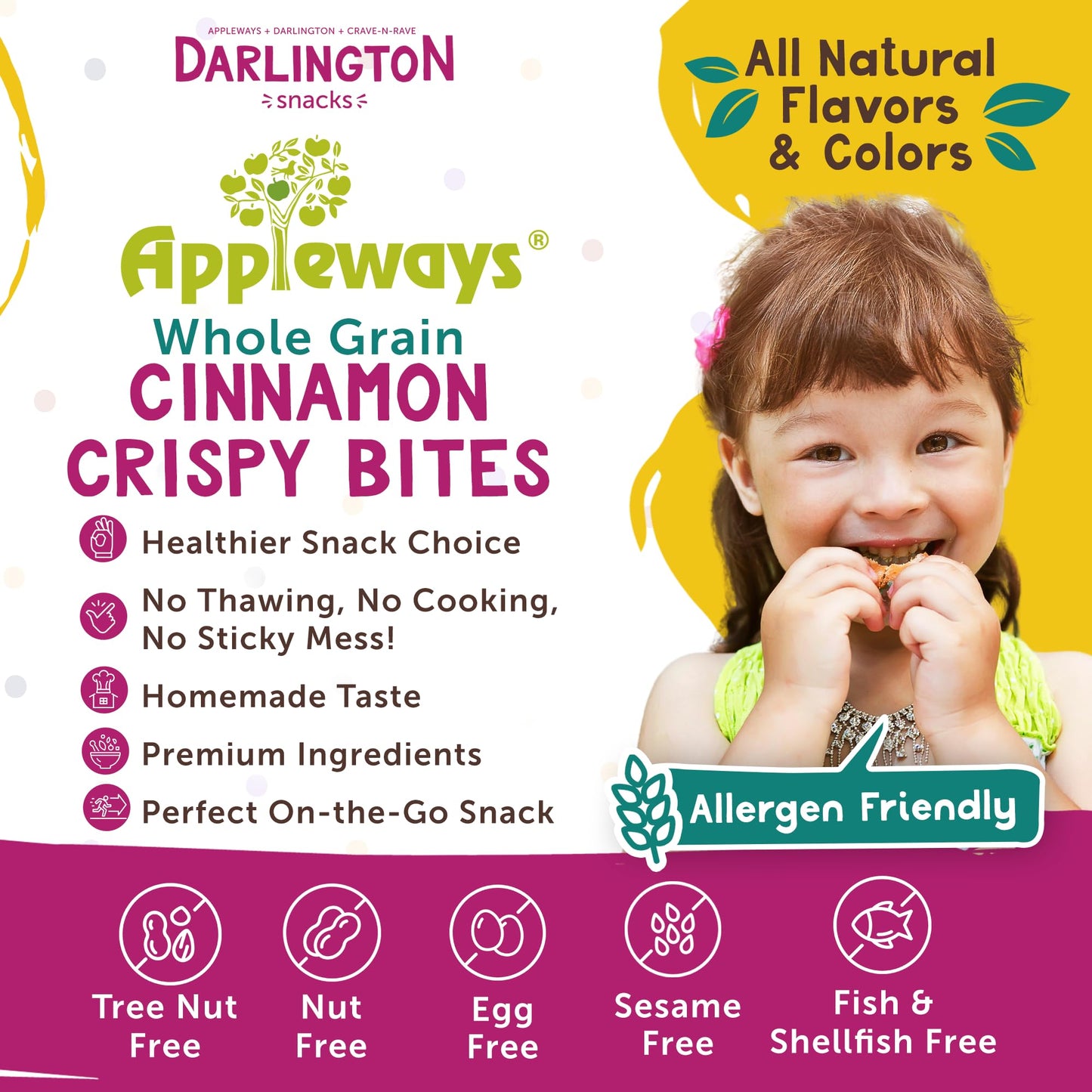Whole Grain Cinnamon Crispy Bites, All-Natural Individually Wrapped Cinnamon Best Snacks for Classroom, Made in USA, 108 Count,
