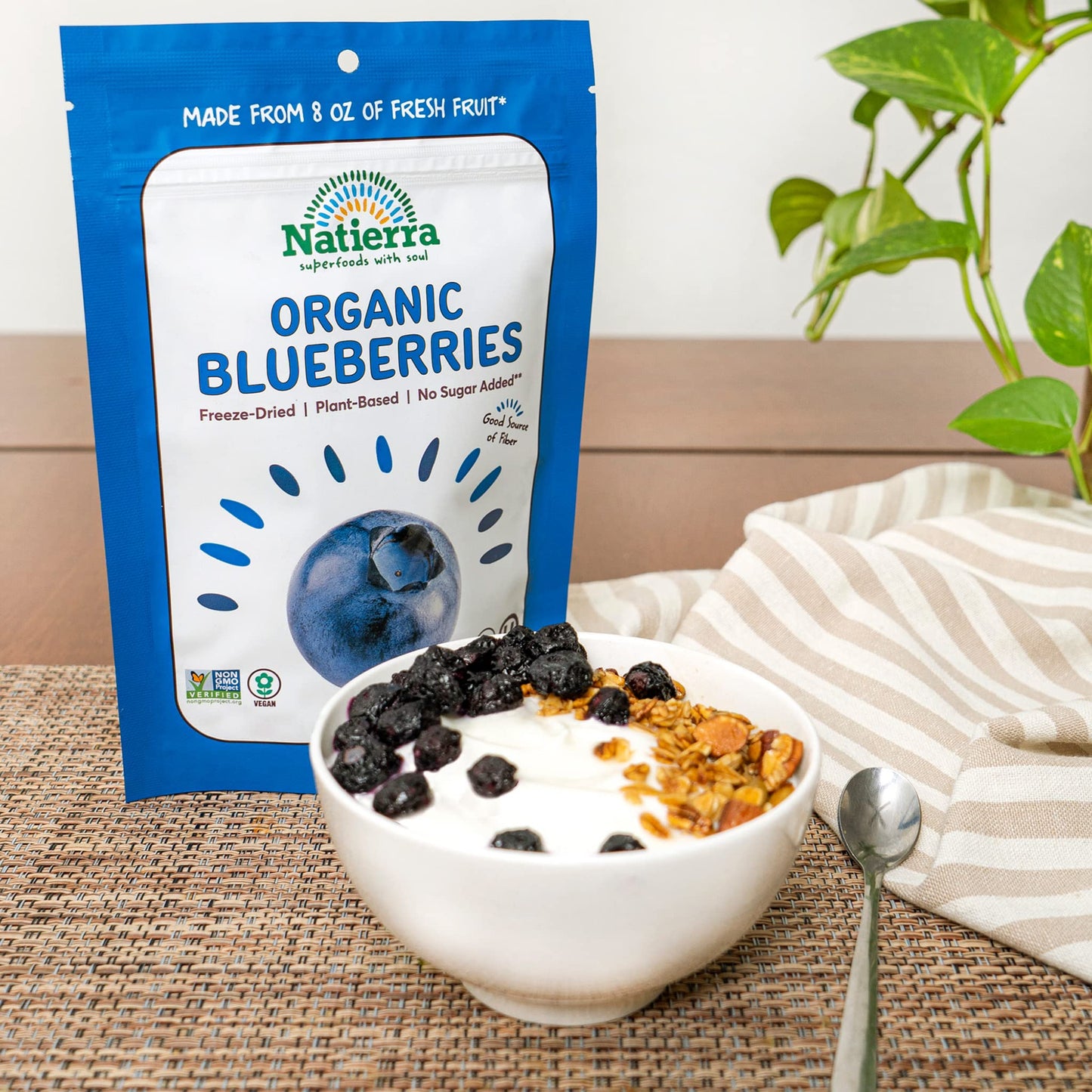 Natierra Organic Freeze-Dried Blueberries | Non-GMO & Vegan | 1.2 Ounce | Natural Color