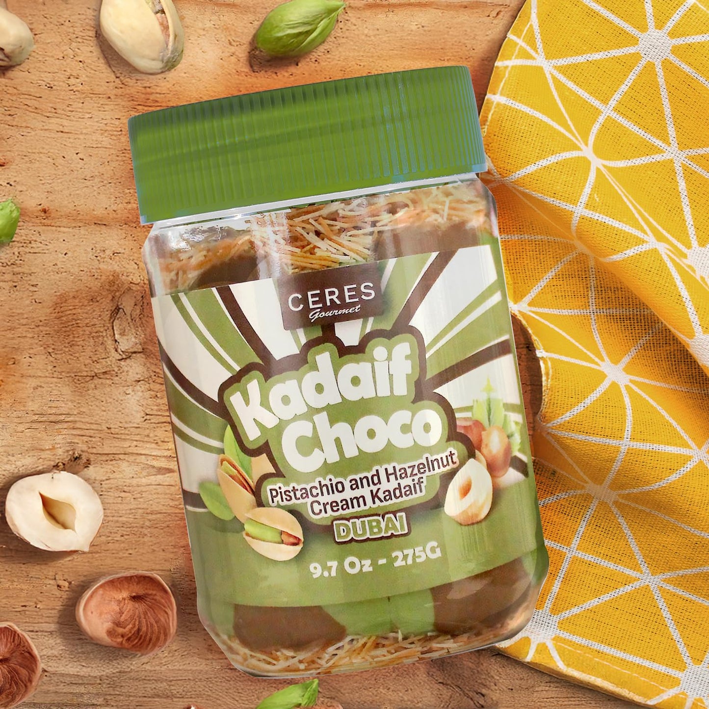Dubai Spreadable Chocolate- enhanced Pistachio Spread with Roasted Phyllo  Gourmet Breakfast Chocolate  Crunchy Dubai Chocolate Filling