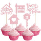 Rsstarxi Cupcake Toppers 30 Pack Pink Glitter Housewarming Decorations