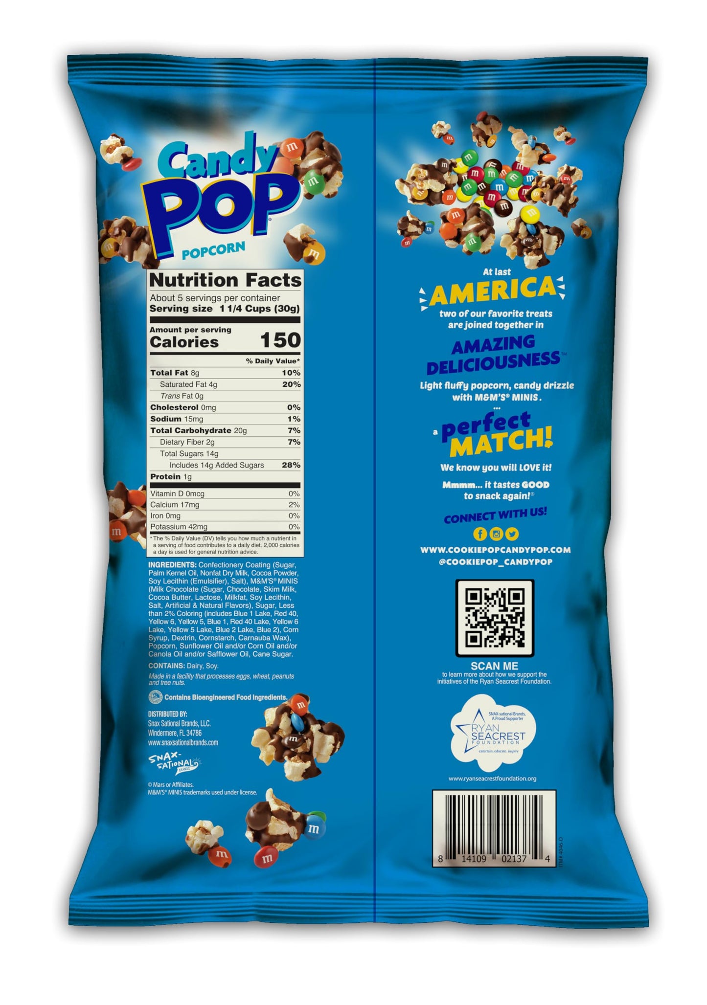 Candy Pop M&M Mini'S Candy Coated Popcorn (5.25Oz Bags) Made With Real M&M Mini'Scandy Pieces - Pack Of 12