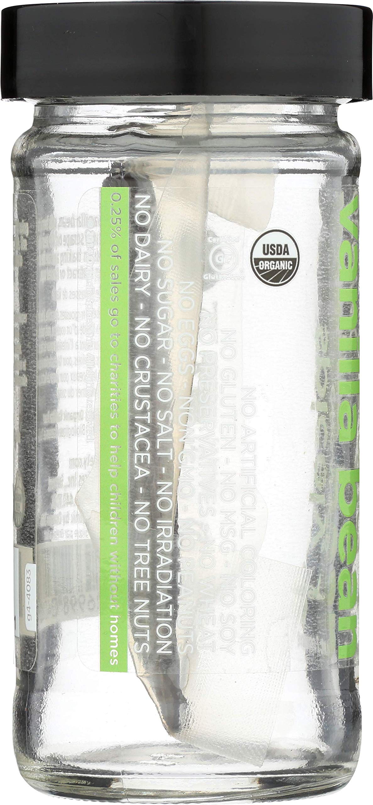 Spicely Organic Vanilla Bean Whole 2 Count Jar Certified Gluten Free
