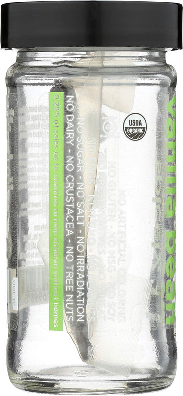 Spicely Organic Vanilla Bean Whole 2 Count Jar Certified Gluten Free