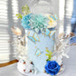 19 Pcs Flower Cake Toppers Butterfly Cake Decorations Happy Birthday Cake Toppers With Artificial Blue Rose Flowers Eucalyptus B
