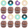 24 PCS Donut Cupcake Toppers Glitter Sweet Donut Cupcake Picks Donut Theme Birthday Party Decorations for Celebrating Baby Showe