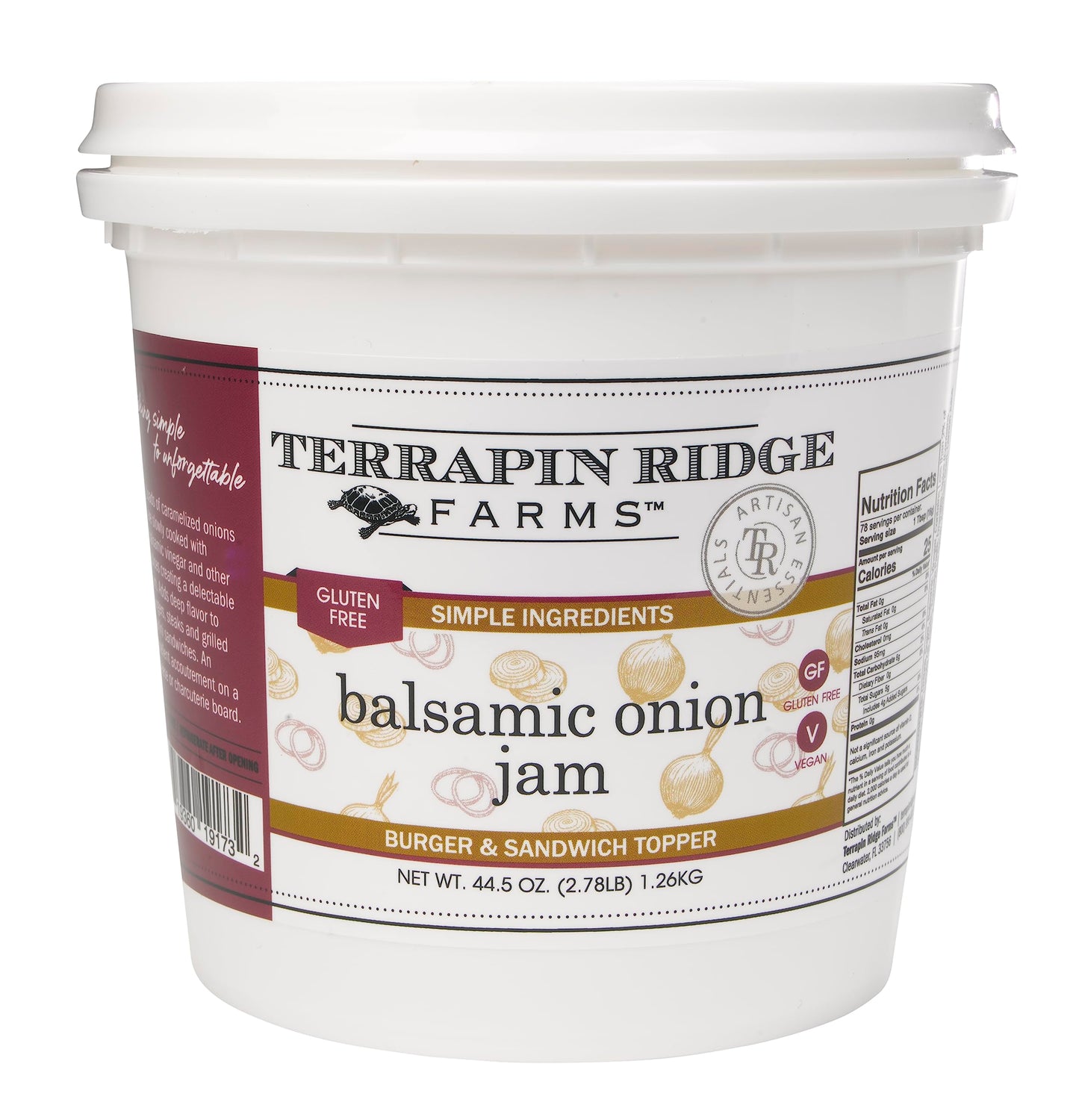 Terrapin Ridge Farms Balsamic Onion Jam, Vegan & Gluten Free, 44.5 Ounce Tub