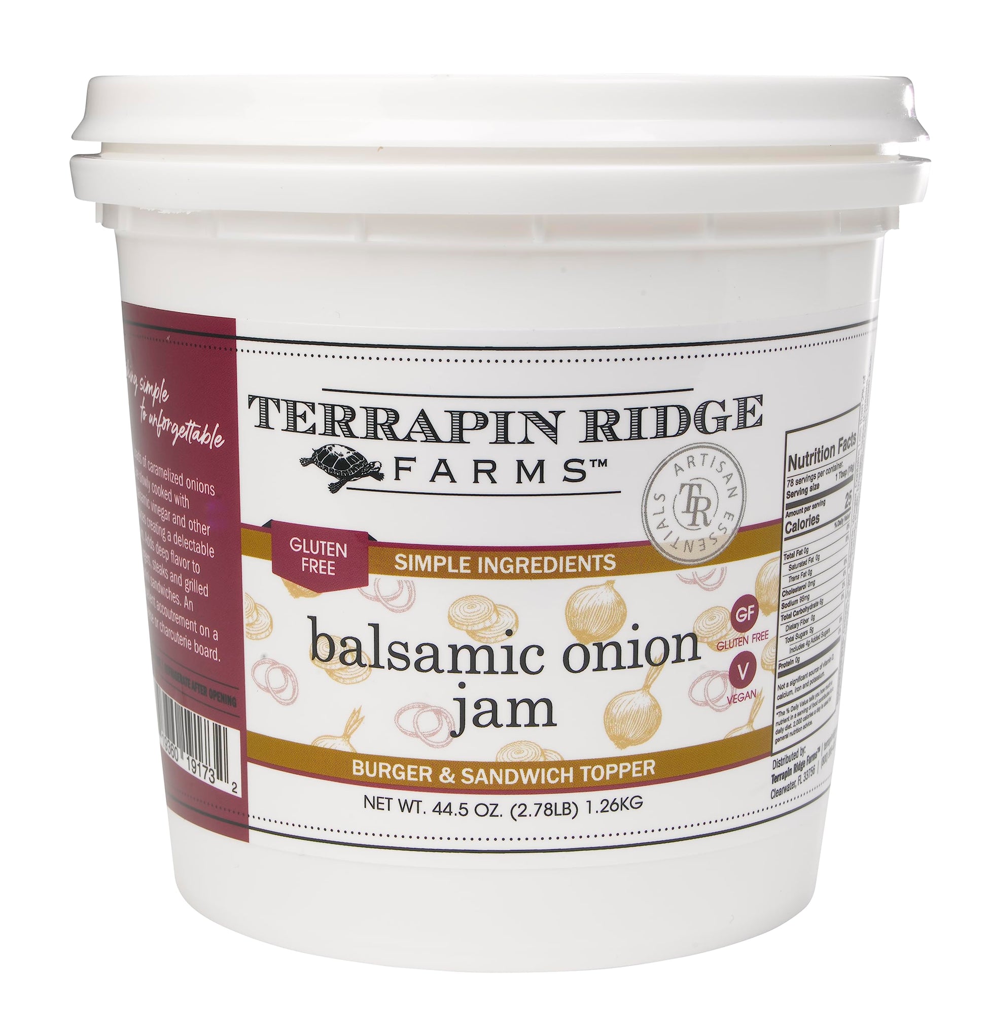 Terrapin Ridge Farms Balsamic Onion Jam, Vegan & Gluten Free, 44.5 Ounce Tub