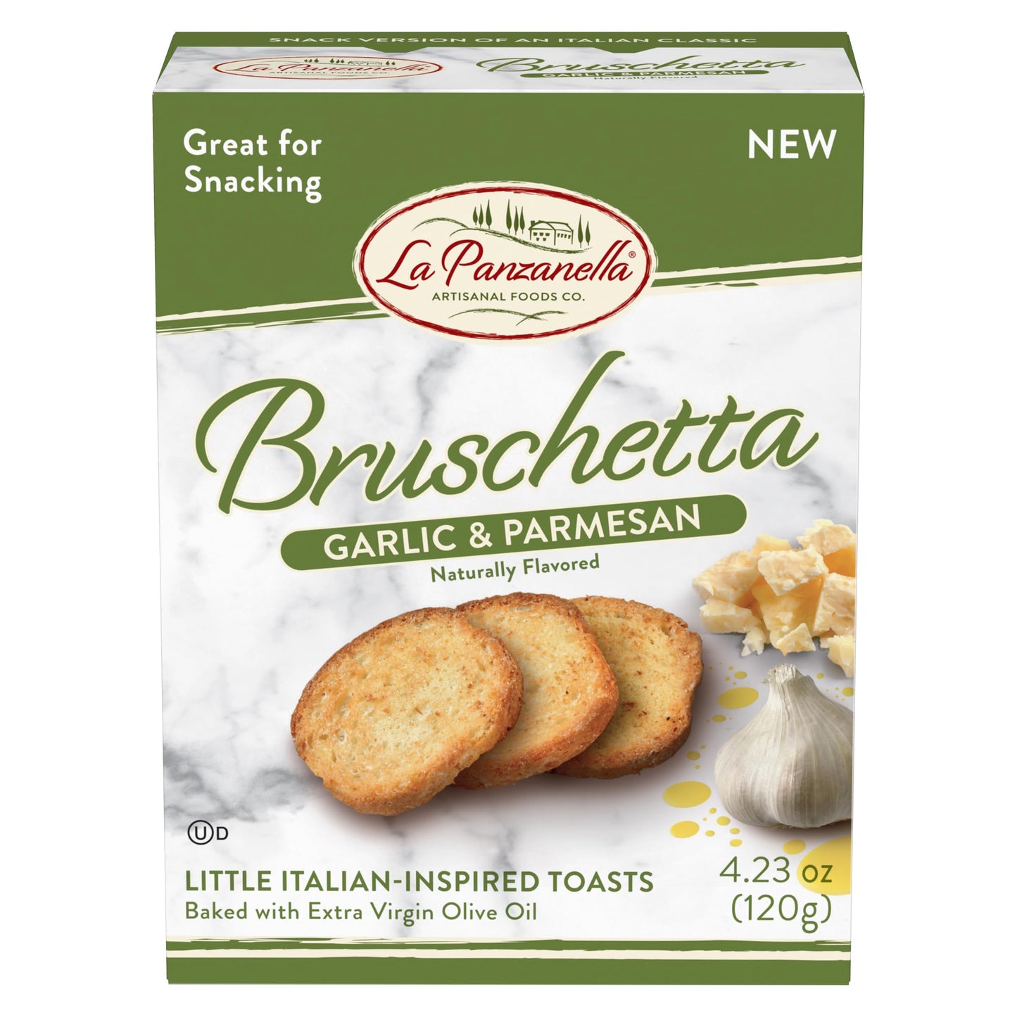 La Panzanella Garlic and Parmesan Bruschetta Crackers - Italian-inspired Toasts, For Soups, Dips, Spreads or Snacks, 4.23oz (120