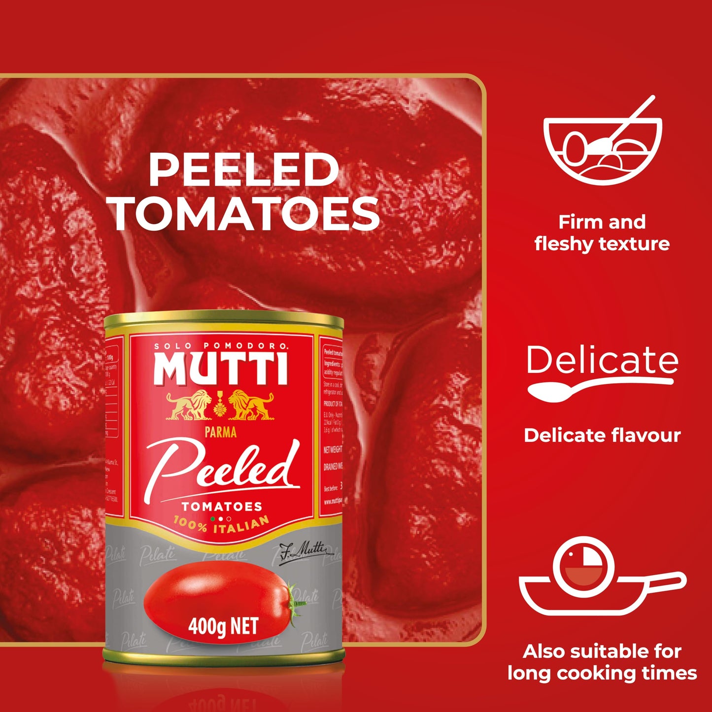 Mutti Whole Peeled Tomatoes (Pelati), 14 oz. | 12 Pack | Italy