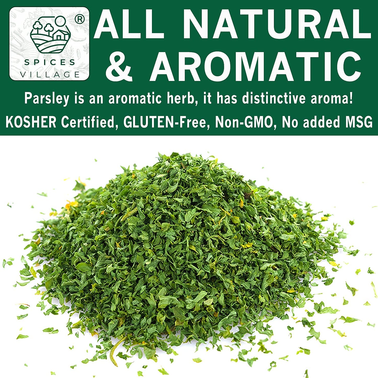 Spices Village Dried Parsley Flakes 1.7 Ounces, Kosher Certified, Dry Flat Leaf Italian Parsley, All Natural, Fresh, Gluten Free